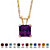 Princess-Cut Simulated Birthstone Pendant Necklace in 10k Yellow Gold 18"-102 at PalmBeach Jewelry