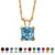 Princess-Cut Simulated Birthstone Pendant Necklace in 10k Yellow Gold 18"-103 at PalmBeach Jewelry