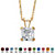 Princess-Cut Simulated Birthstone Pendant Necklace in 10k Yellow Gold 18"-104 at PalmBeach Jewelry