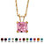 Princess-Cut Simulated Birthstone Pendant Necklace in 10k Yellow Gold 18"-106 at PalmBeach Jewelry