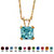 Princess-Cut Simulated Birthstone Pendant Necklace in 10k Yellow Gold 18"-11 at PalmBeach Jewelry