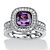 1.70 TCW Cushion-Cut Purple Cubic Zirconia Two-Piece Halo Bridal Set in Silvertone-11 at PalmBeach Jewelry