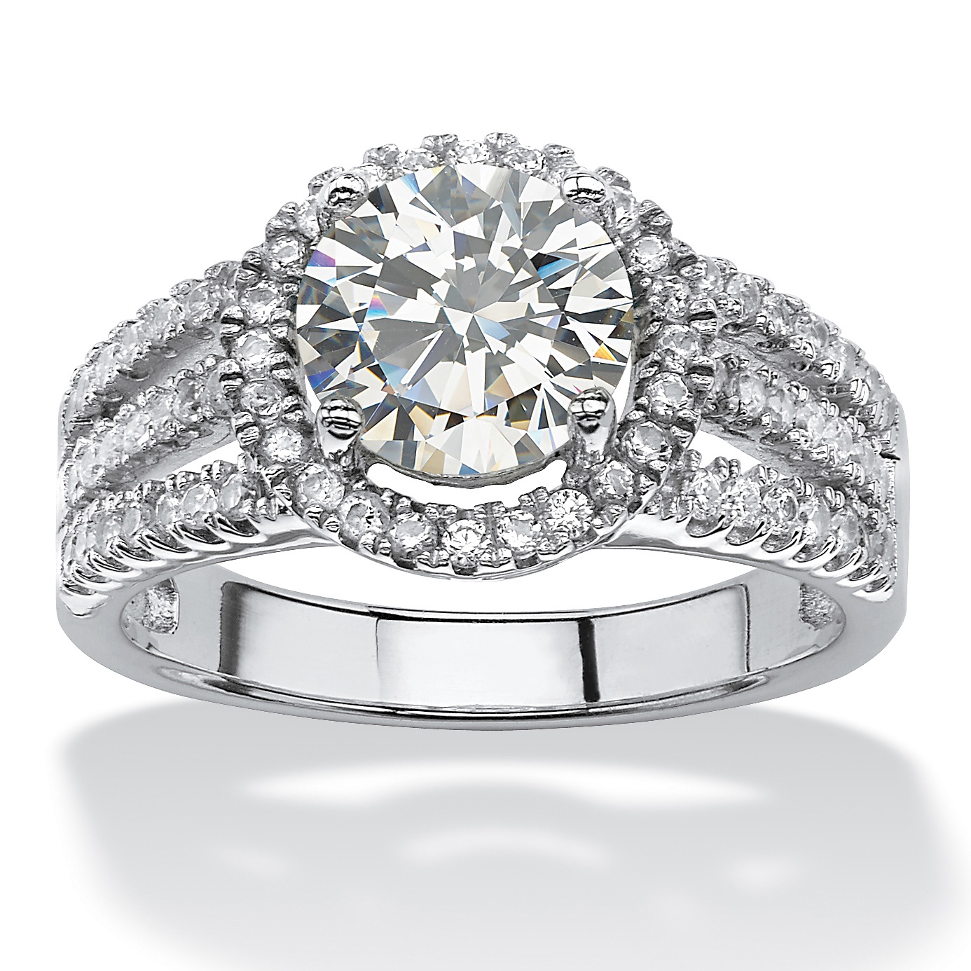 253 Tcw Round Cubic Zirconia Halo Ring In Platinum Over Sterling Silver At Palmbeach Jewelry 8026