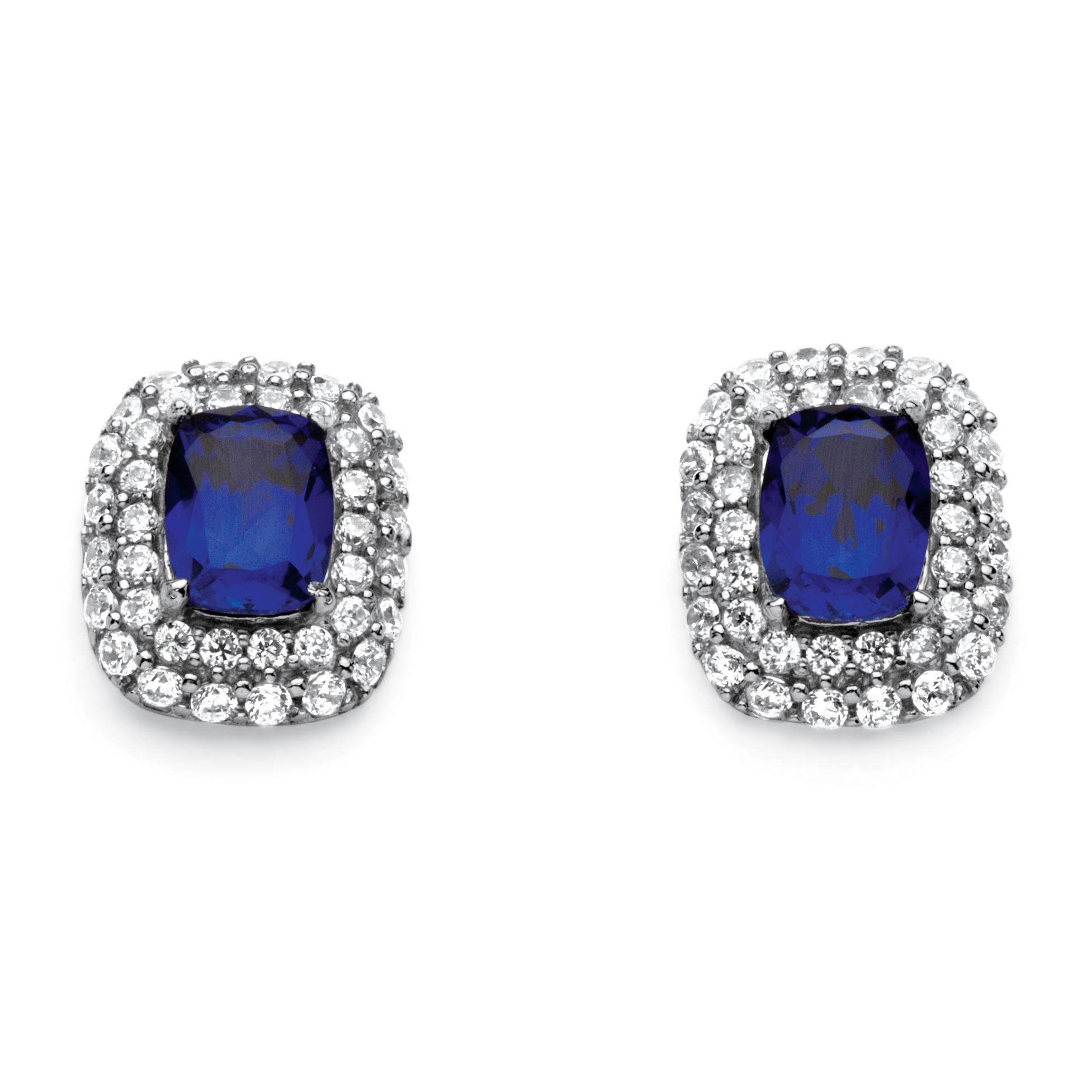 palmbeach jewelry cubic sapphire halo zirconia tcw emerald platinum sterling earrings created cut double palmbeachjewelry