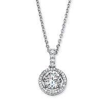2.25 TCW Round Cubic Zirconia Floating Halo Pendant Necklace in Platinum over Sterling Silver