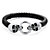 Men's Stainless Steel and Black Leather Linking Skull Bracelet 9"-11 at Direct Charge presents PalmBeach