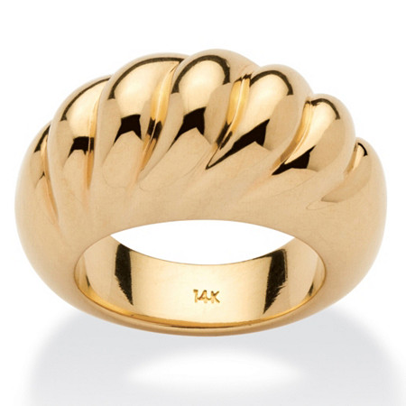 14k Yellow Gold Nano Diamond Resin Filled Shrimp-Style Dome Ring at PalmBeach Jewelry