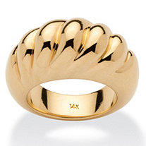 14k Yellow Gold Nano Diamond Resin Filled Shrimp-Style Dome Ring