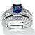 1.44 TCW Created Blue Sapphire CZ Platinum over Sterling Silver 2-Piece Bridal Set-11 at PalmBeach Jewelry