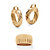 Section Dome Ring and Hoop Earrings Set in Gold Tone (1 1/2")-11 at PalmBeach Jewelry