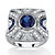 3.19 TCW Created Blue Sapphire and Cubic Zirconia Cocktail Ring in Platinum over Sterling Silver-11 at PalmBeach Jewelry