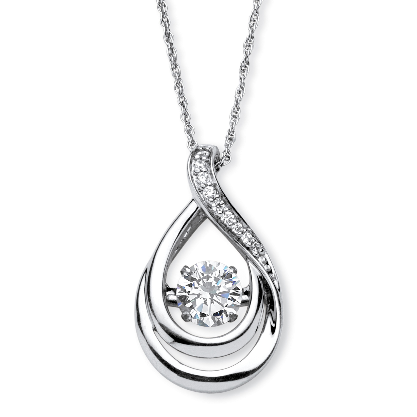 1.06 TCW Cubic Zirconia "CZ in Motion" Drop Pendant Necklace in
