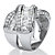 3.64 TCW Round and Baguette Cubic Zirconia Crossover "X" Ring Platinum-Plated-12 at PalmBeach Jewelry