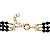 Genuine Onyx and Crystal Leopard Beaded Necklace in Yellow Gold Tone 20"-22"-12 at Direct Charge presents PalmBeach