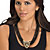 Genuine Onyx and Crystal Leopard Beaded Necklace in Yellow Gold Tone 20"-22"-13 at Direct Charge presents PalmBeach