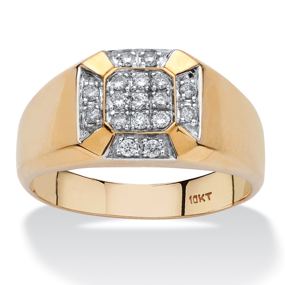 Men's 1/4 TCW Diamond Cross Ring in 10k Yellow Gold at PalmBeach Jewelry