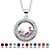 .46 TCW Simulated Birthstone and CZ Floating Charm Pendant MADE WITH SWAROVSKI ELEMENTS in Silvertone-106 at Direct Charge presents PalmBeach