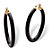 Genuine Black Jade Hoop Earrings in 14k Yellow Gold (1 3/4")-11 at PalmBeach Jewelry