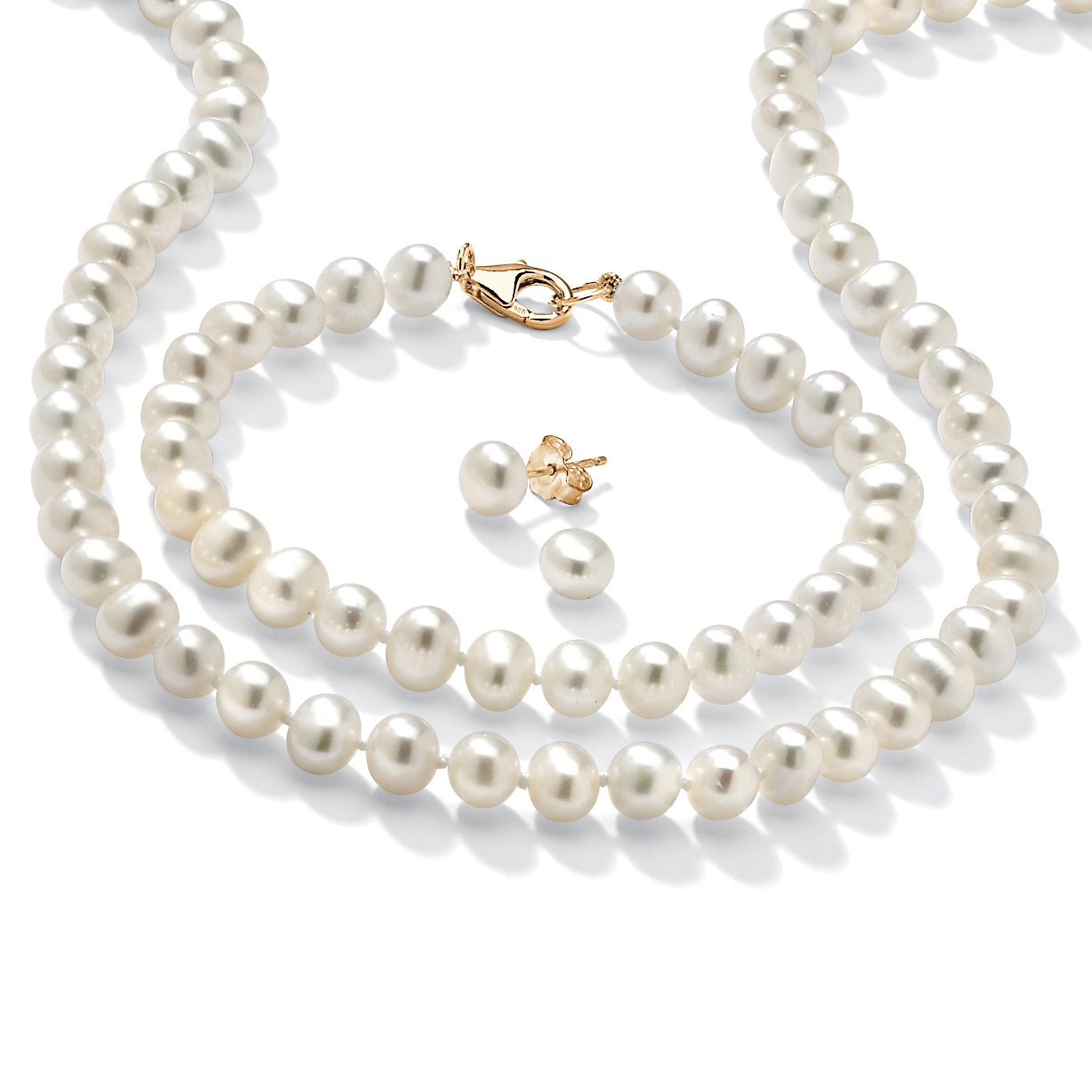 Genuine Cultured Freshwater Pearl 3-Piece Jewelry Set in 14k Gold over ...