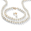 Related Item Genuine Cultured Freshwater Pearl 3-Piece Jewelry Set in 14k Gold over .925 Sterling Silver