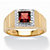 Men's 1.30 TCW Genuine Square-Cut Garnet and Diamond Accent Ring in 18k Gold over Sterling Silver-11 at PalmBeach Jewelry