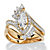 1.68 TCW Marquise-Cut Cubic Zirconia Two-Piece Halo Bridal Set Yellow Gold-Plated-11 at PalmBeach Jewelry