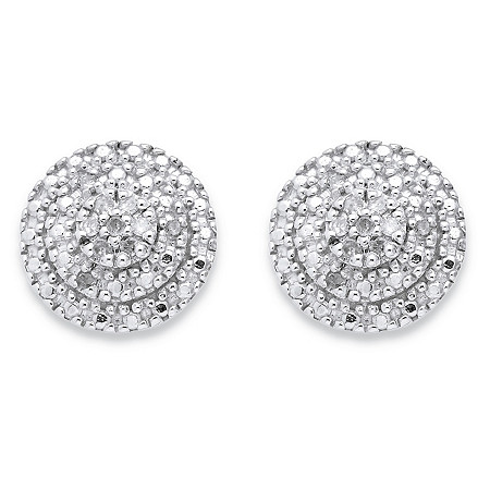 1/10 TCW Round Diamond Cluster Stud Earrings in 18k Yellow Gold over Sterling Silver at PalmBeach Jewelry