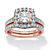 Princess-Cut Cubic Zirconia 2-Piece Halo Bridal Set 2.15 TCW in Rose Gold over Sterling Silver-11 at PalmBeach Jewelry