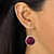 SETA JEWELRY 28.81 TCW Genuine Hand-Cut Round Ruby and Pave CZ Halo Earrings in 14k Gold over Sterling Silver-13 at Seta Jewelry