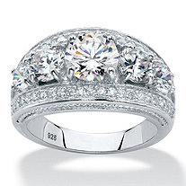 Round Graduated Cubic Zirconia Anniversary Ring 3.41 TCW in Platinum over Sterling Silver