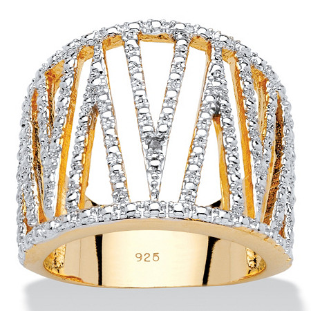 Diamond Accent Cutout "V" Cocktail Ring in 14k Gold over Sterling Silver at PalmBeach Jewelry