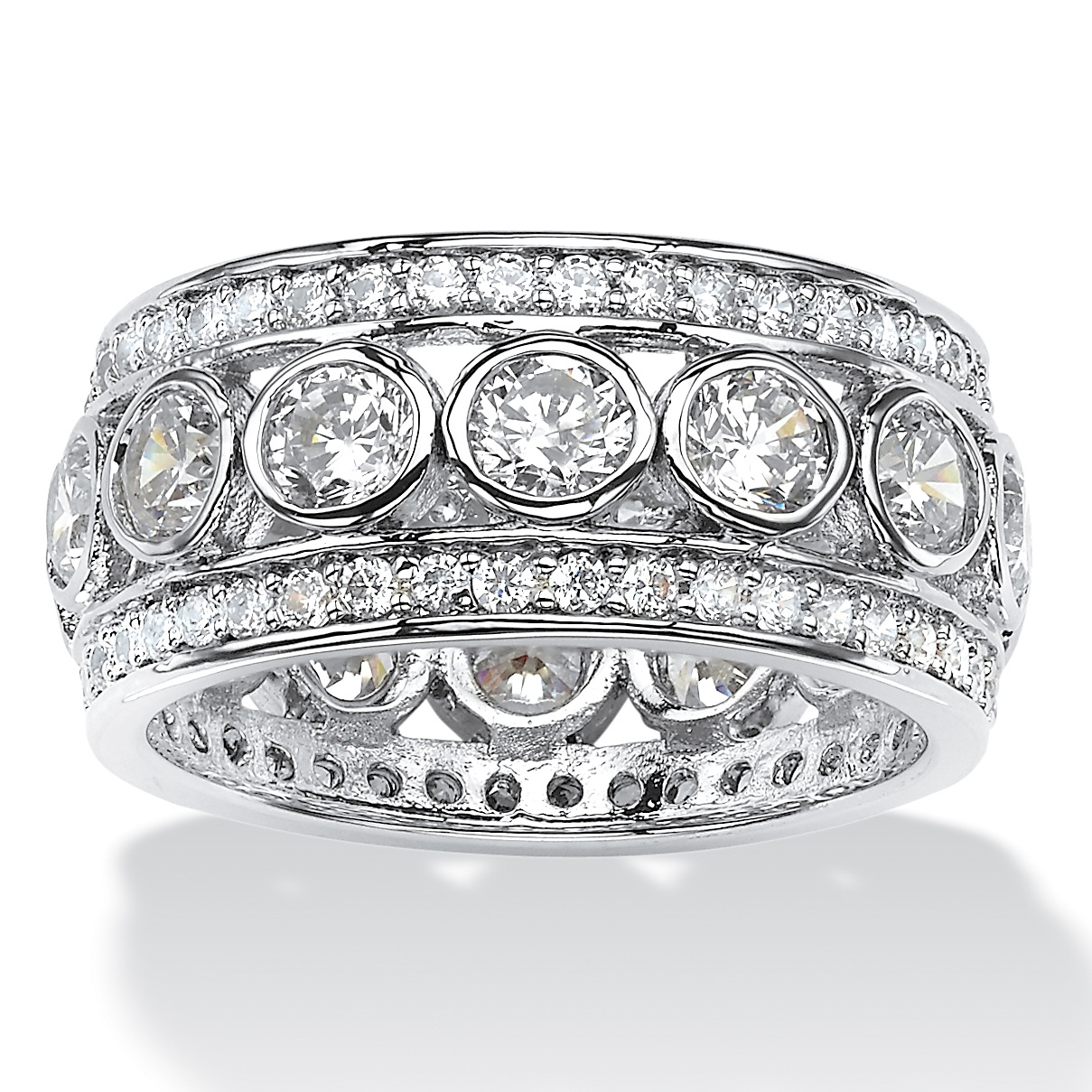 4.70 TCW Round BezelSet Cubic Zirconia Eternity Ring in Platinum over