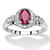 1.18 TCW Oval-Cut Genuine Ruby and Topaz Halo Cocktail Ring in Sterling Silver-11 at PalmBeach Jewelry