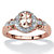 Oval-Cut Genuine Pink Morganite and Topaz Halo Ring in Rose Gold-Plated Sterling Silver (.82 cttw)-11 at Direct Charge presents PalmBeach