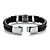Men's Tribal Bracelet With Magnetic Clasp in Stainless Steel and Braided Black Leather 8"-12 at PalmBeach Jewelry
