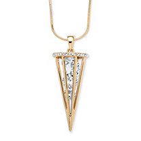 Brilliant-Cut Crystal Charm Cage Pendant With Herringbone Chain in Gold Tone 32"-35"