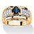 Men's 1.53 TCW Oval-Cut Genuine Blue Sapphire and Cubic Zirconia Ring 14k Gold over Sterling Silver-11 at PalmBeach Jewelry