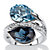Sky and London Blue Pear-Cut MADE WITH SWAROVSKI ELEMENTS Crystal Silvertone Bypass Cocktail Ring-11 at PalmBeach Jewelry