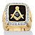 Men's .59 TCW Square Enamel and Cubic Zirconia Yellow Gold-Plated Masonic Ring-11 at PalmBeach Jewelry