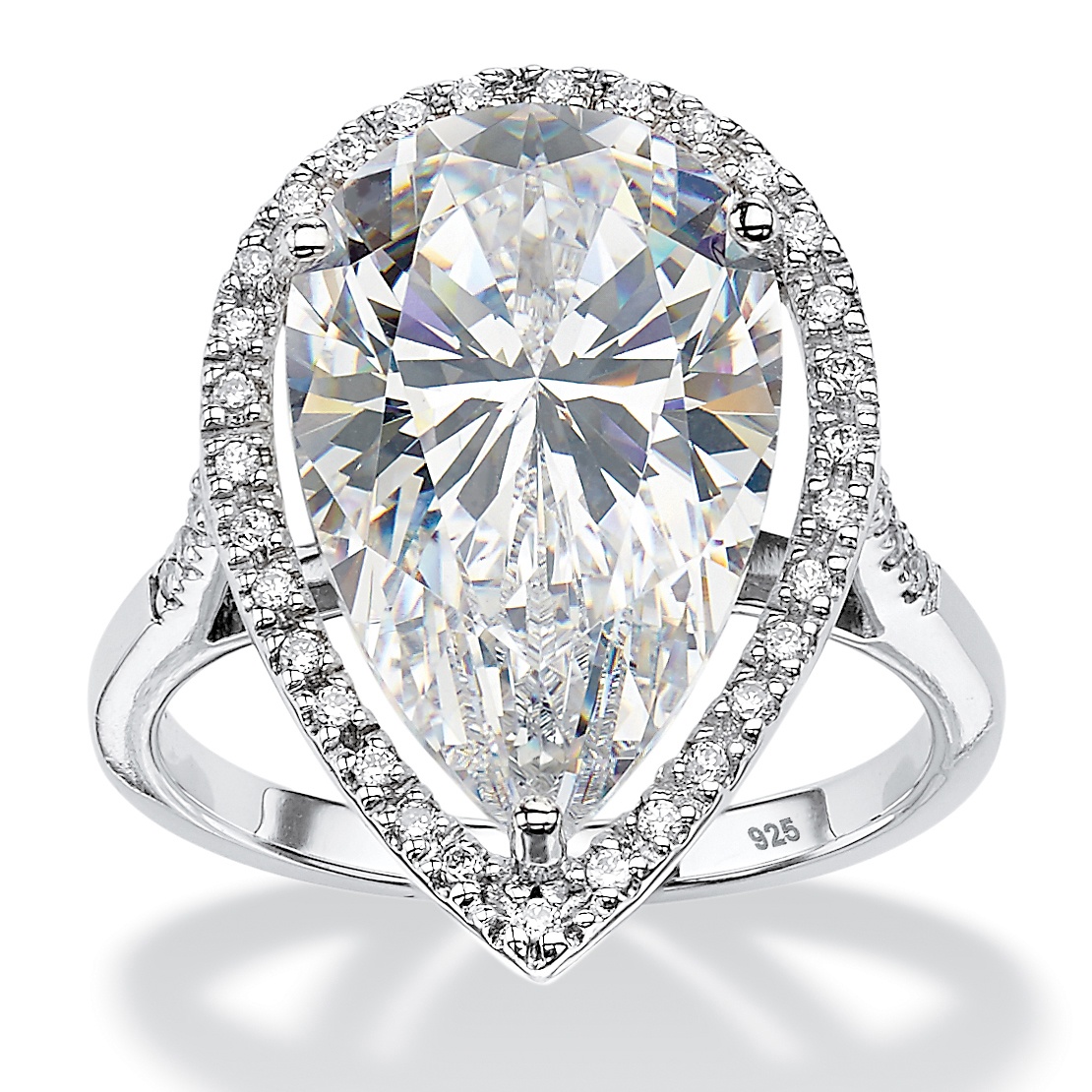 833 Tcw Pear Cut Cubic Zirconia Halo Ring In Platinum Over