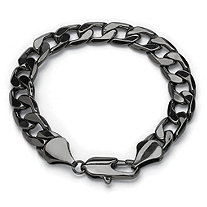 Men's Curb-Link Chain Bracelet Black Ruthenium-Plated 10" (12mm)
