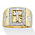 Men's 1/10 TCW Diamond Cross Two-Tone Square Ring in 14k Gold over Sterling Silver-11 at PalmBeach Jewelry