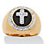 Men's 1/10 TCW Diamond and Bezel-Set Onyx Halo Cross Ring in 14 Gold over Sterling Silver-11 at PalmBeach Jewelry
