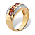 Men's 1.67 TCW Square-Cut Garnet and Pave-Style CZ 14k Gold over Sterling Silver Channel-Set Ring-12 at PalmBeach Jewelry
