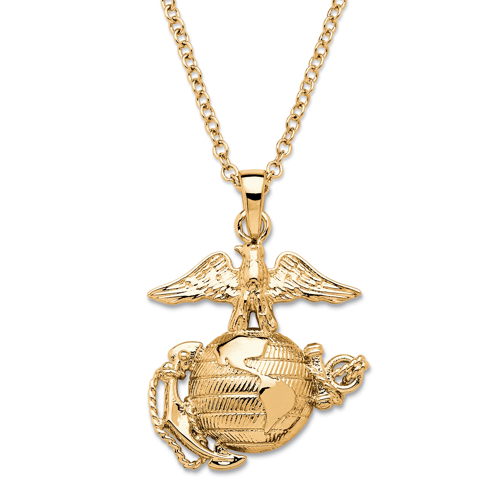 Marine Corps Pendant Necklace 14k GoldPlated 20" at