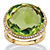 .27 TCW Checkerboard-Cut Green Glass and CZ Halo Cocktail Ring Gold-Plated-11 at PalmBeach Jewelry