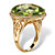 .27 TCW Checkerboard-Cut Green Glass and CZ Halo Cocktail Ring Gold-Plated-12 at PalmBeach Jewelry