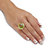 .27 TCW Checkerboard-Cut Green Glass and CZ Halo Cocktail Ring Gold-Plated-13 at PalmBeach Jewelry