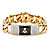 Men's Emerald-Cut Genuine Black Onyx and CZ Masonic Curb-Link Bracelet Gold-Plated 8"-11 at PalmBeach Jewelry