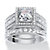 3.50 TCW Square Cubic Zironica Two-Piece Halo Bridal Ring Set in Platinum over Sterling Silver-11 at Direct Charge presents PalmBeach